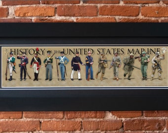 History of the United States Marine framed poster, Simper Fi, Jarhead, Devil Dog, Leatherneck, Semper Fidelis, The Few the Proud the Marines