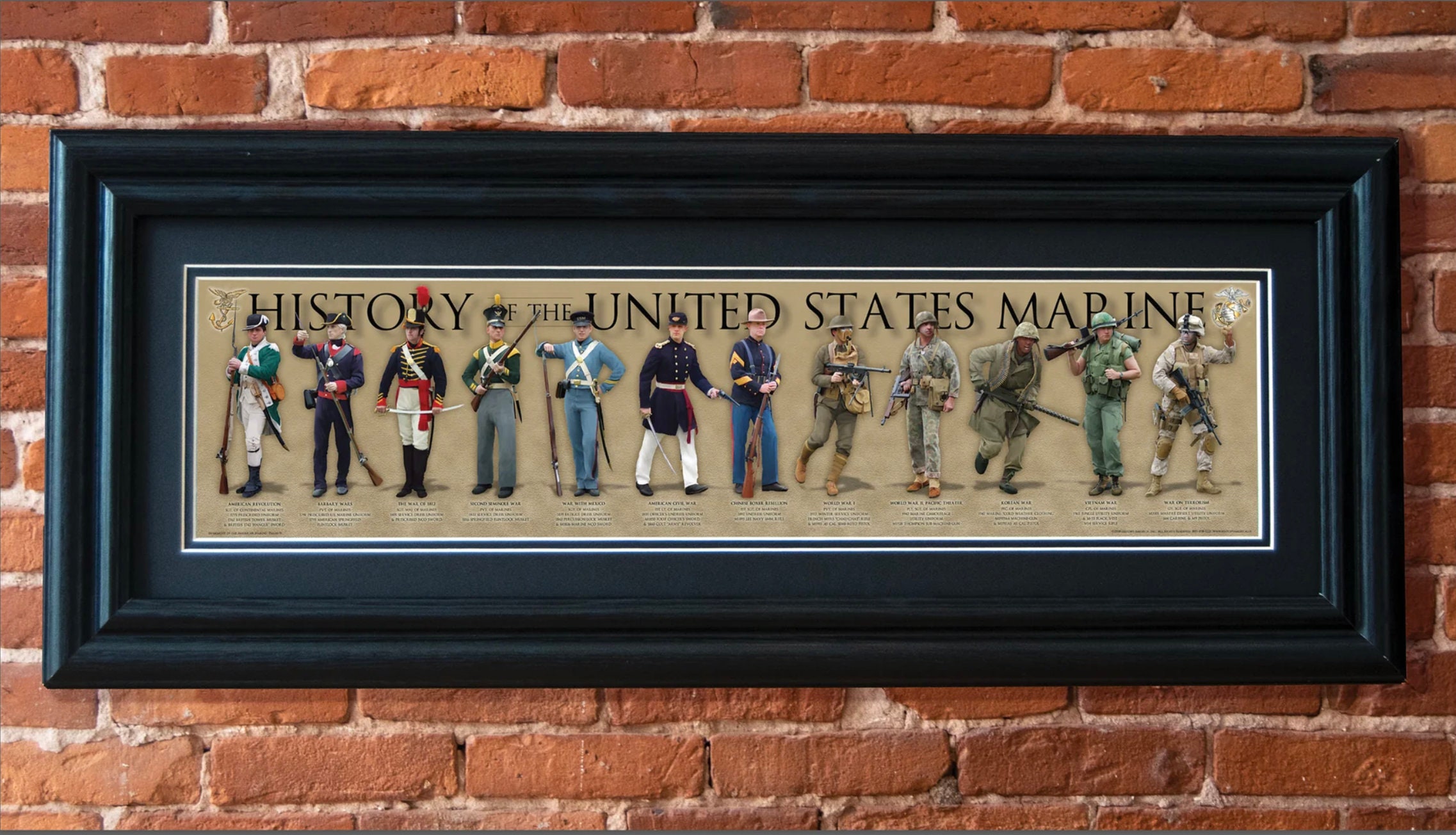 「マーフィの戦い」USオリジナル　ハーフサイズ　ポスター History of the United States Marine Framed Poster, Simper Fi