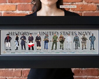 History of the US Navy Poster Framed 6 X 24, Sailor, Able Seaman