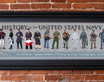 History of the American Navy Poster Framed Print, Sailor, Able Seaman, USS Missouri, USS Constitution,