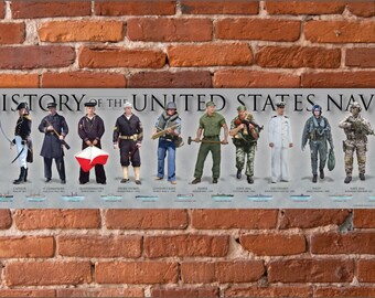 History of the US Navy Poster Unframed 6 x 24 Print, Sailor, Submarine,  Ship, Air Craft Carrier, USS Constitution, Navy pilot, Navy Seal