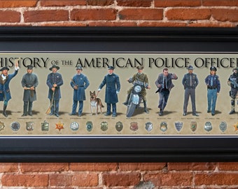 History of the American Police Officer print, Law Enforcement poster, State Trooper poster, Female police, Detective poster, Police Badge