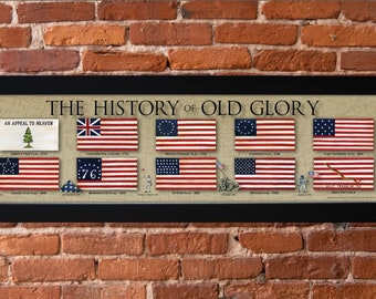 History of Old Glory, United States flag, USA Flag, Old Glory poster, Iwo Jima flag, Appeal to Heaven flag, American Revolution Flag, 9-11