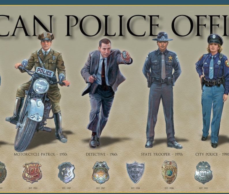 History of the American Police Officer Print Poster Law Etsy