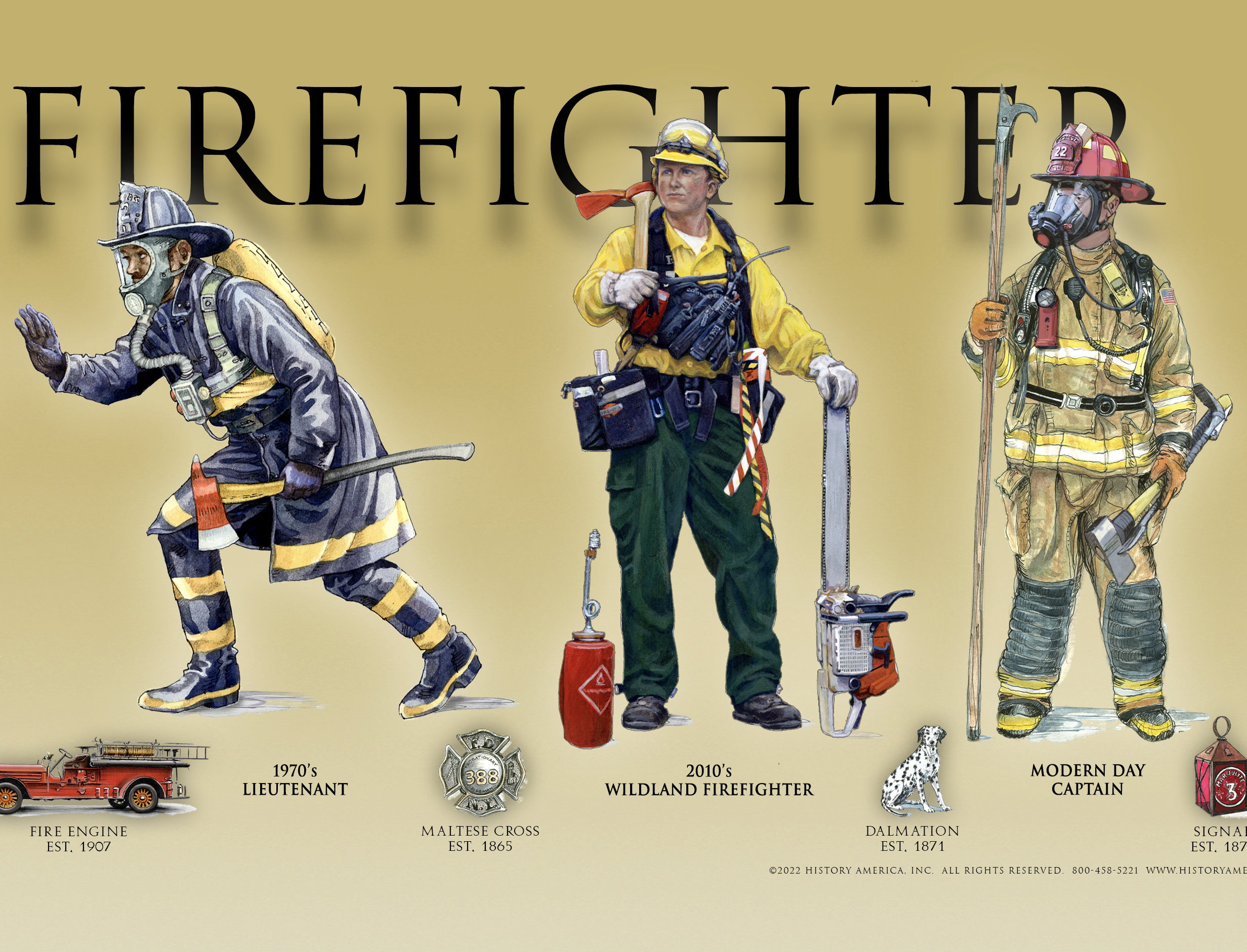 History of the American Firefighter Framed Poster, Wildland