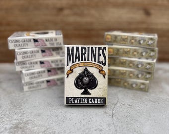 United States Marines - Premium Casino Grade Patriotic playing cards. Each card has a US Marine embedded on the card.
