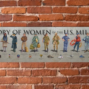 History of Women in the US Military Poster 6x24&quot; Unframed Print, female Marine, military women, female soldier, Navy women, women Air Force