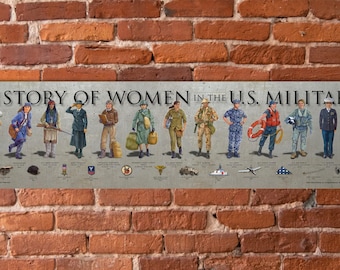 History of Women in the US Military Poster 6x24" Unframed Print, female Marine, military women, female soldier, Navy women, women Air Force