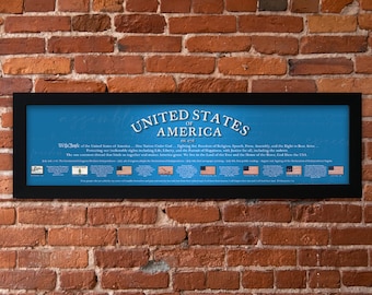 WE THE PEOPLE framed poster, Declaration of Independence, us Constitution, Martin Luther King, Donald Trump, 1776, Ronald Regan, us Flags
