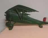Rare Antique Hubley French Airplane Door Stop Marked On Wing.