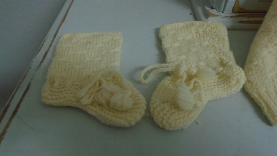 Vintage Baby Sweater And Booties! Hand Made! - image 2
