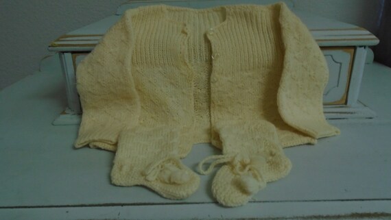 Vintage Baby Sweater And Booties! Hand Made! - image 4