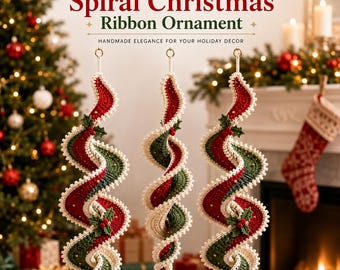 Crochet Spiral Wind Spinner PDF Pattern | Spirals Ribbon Ornament PDF | Christmas  Holiday Decor