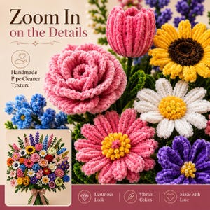 40 Pipe Cleaner Flowers Tutorial Bundle | DIY Bouquet Patterns | Beginner Craft Guide | Instant Download image 6