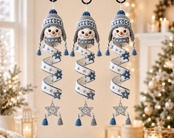 Snowman Crochet Pattern PDF | Christmas Amigurumi Ornament | Spiral Hanging Decor Tutorial | Instant Download