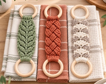 Crochet Towel Holder Pattern PDF | Double Ring Towel Topper | Hanging Kitchen Towels | Easy Crochets