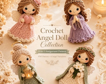 4 in 1 Crochet Angel Doll Pattern PDF Bundle | Amigurumi Guardian Angel Instant Download