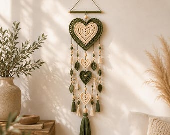 Crochet Heart Wall Hanging Pattern | Boho Walls Decor DIY Crochet Patterns | PDF Instant Download