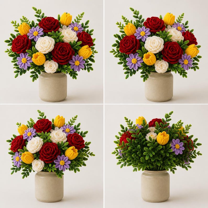 Luxury Pipe Cleaner Flower Bouquet PDF | DIY Roses Tulips Daisy Tutorial | Printable Craft Guide image 7