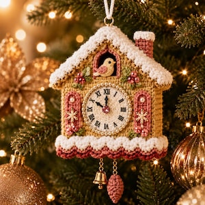 Crochet Cuckoo Clock Ornament Pattern | Christmas Decoration PDF | Beginner DIY