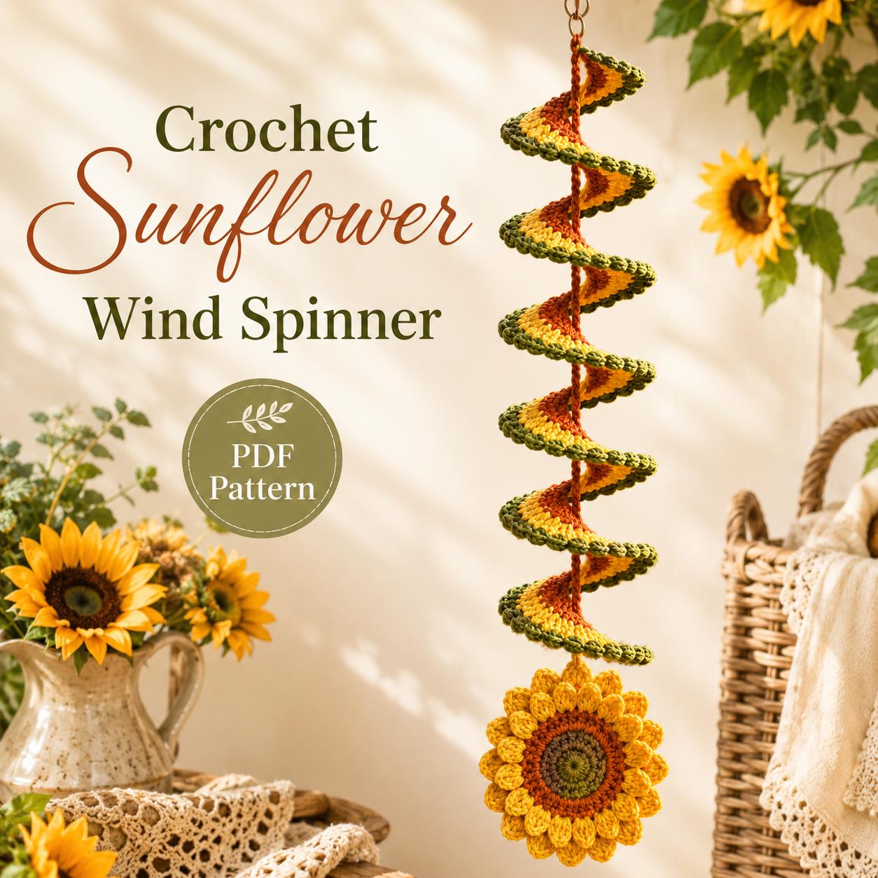 35 Spiral Crochet Patterns for Intricate, Giftable Makes 33 Crochet Sunflower Wind Spinner
