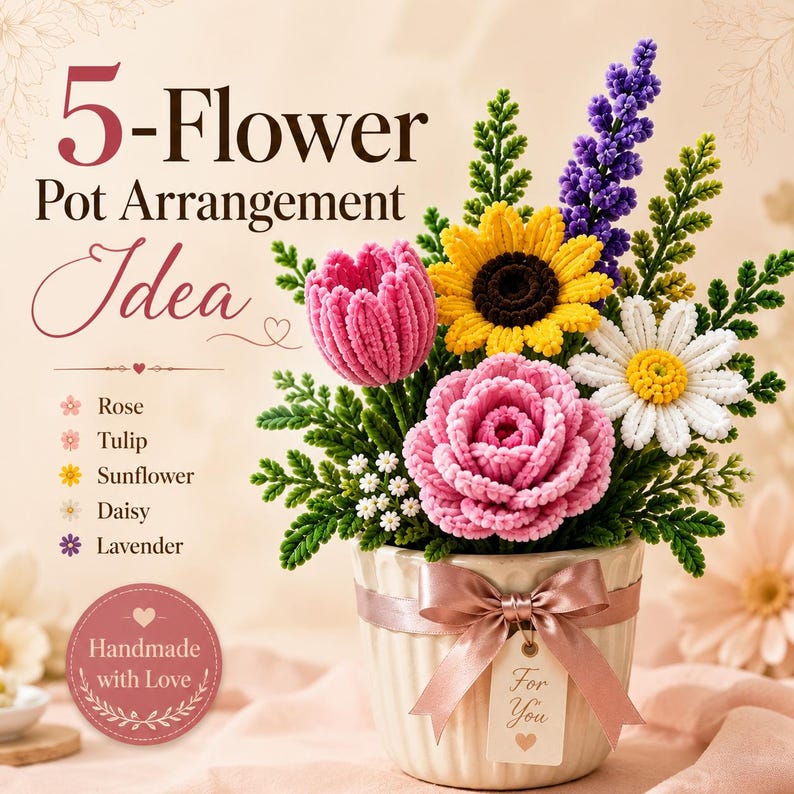 40 Pipe Cleaner Flowers Tutorial Bundle | DIY Bouquet Patterns | Beginner Craft Guide | Instant Download image 7