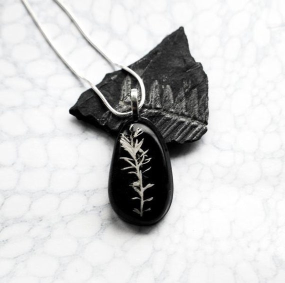 Items similar to Fossil Leaf Necklace Fossil Inspired Resin Jewelry