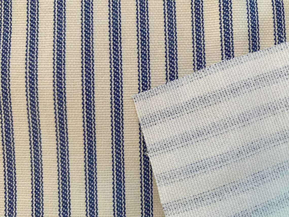 NEW Dark Blue Striped Bed Ticking Fabric Material per Yard - Etsy