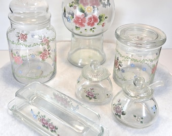 Tea Rose Clear Glass by Pfaltzgraff USA 1985 Collection Sold Individually