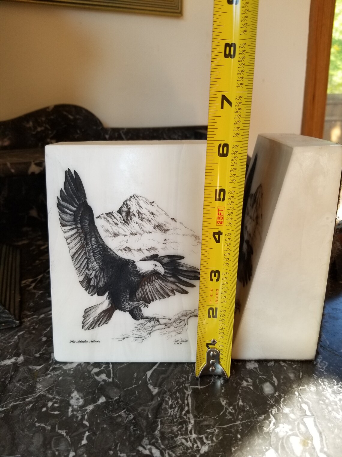 1981 Kiana Alaska Mint Marble Bookends Soaring Bald Eagle Etsy