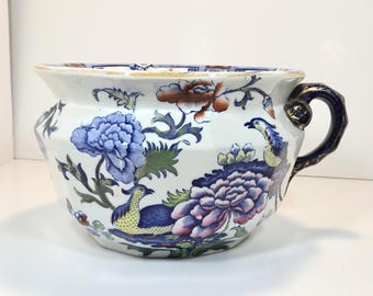 Mason's Patent Ironstone Chamber Pot – Oriental Pheasant Blue India Pattern Hydra Handle