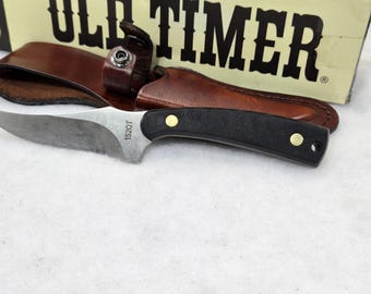 Schrade Old Timer Sharpfinger Fixed Blade Knife 1520T Leather