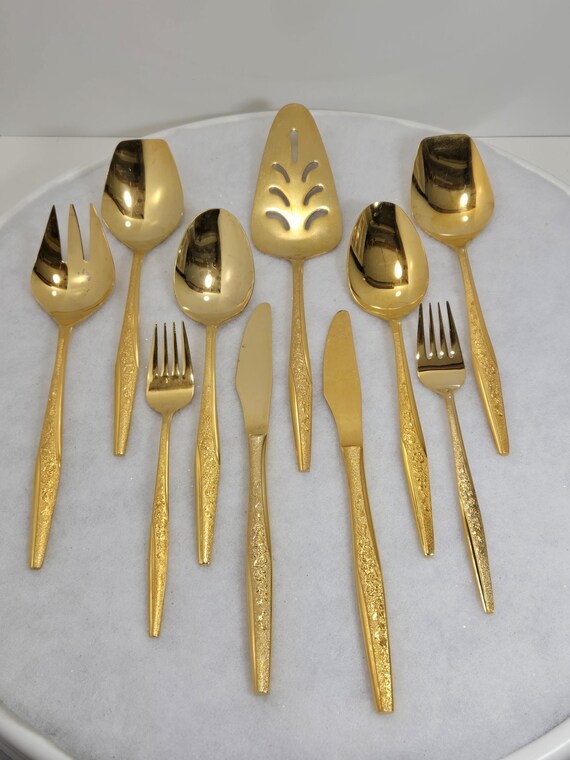 JH Carlyle Golden Bouquet Gold Electroplated Flatware Pieces Sold