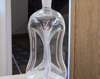 Clear Glass Holmegaard Kluk Kluk Decanter – Danish Modern 5-Column Glug Glug Jug with Smooth-Ground Neck and Stopper
