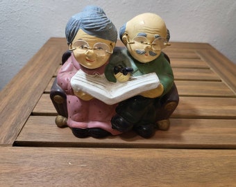 Grandma & Grandpa Bobblehead Coin Bank 1998