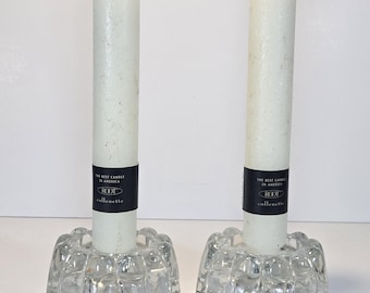 Vintage Princess House Clear Glass Candle Holders with Root Taper Candles