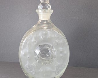 Victorian Era Scotch Whiskey Spirits Decanter Clear Glass Scottish Thistle Stopper Dewer and Son's