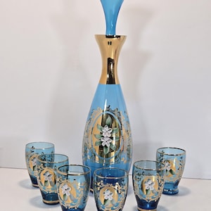 Murano Glass Decanter Blue Gold - Etsy