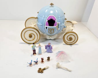Disney Cinderella Royal Carriage 1999 Polly Pocket Play Set Blue Bird Toys 100% Complete
