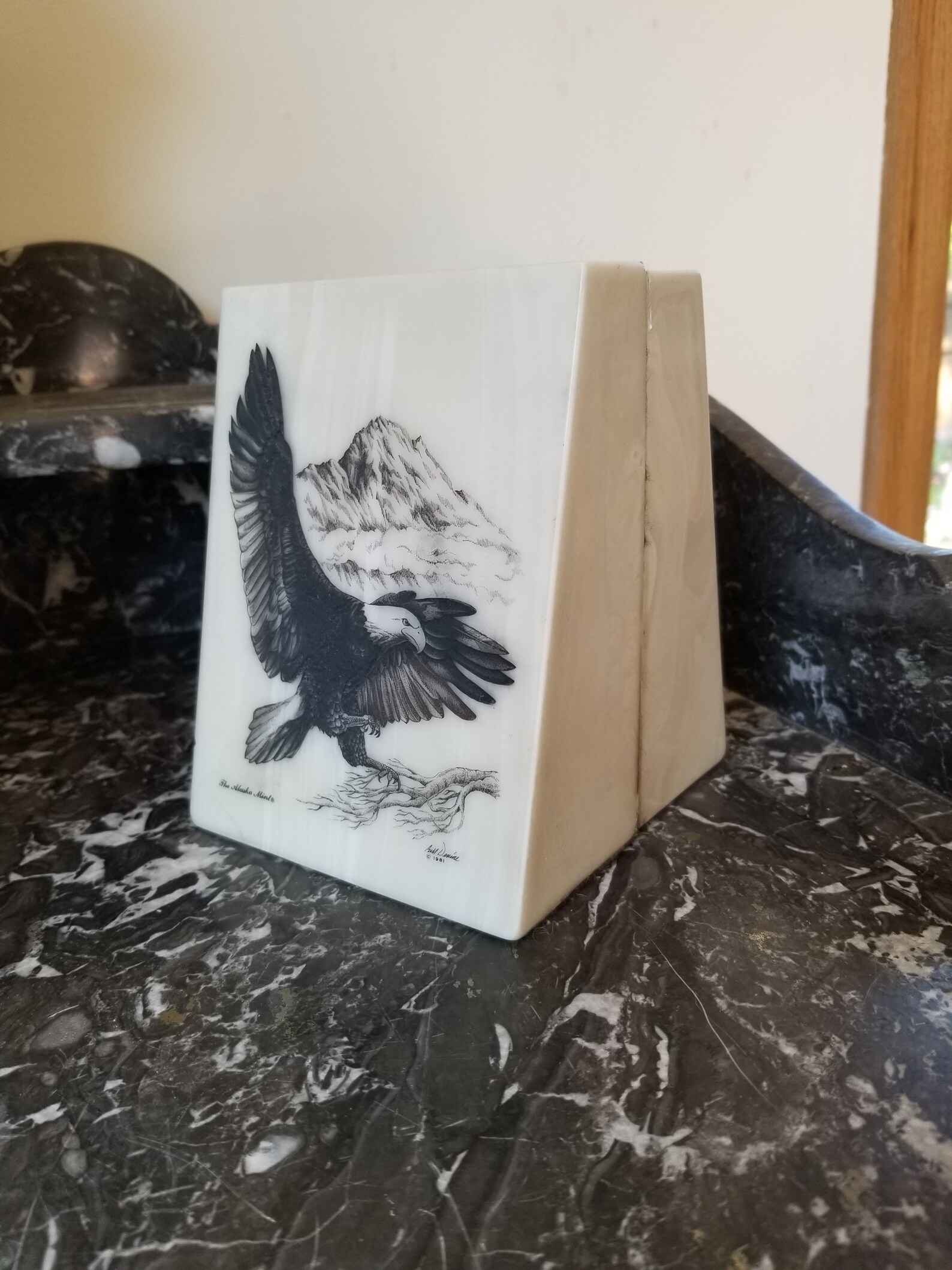 1981 Kiana Alaska Mint Marble Bookends Soaring Bald Eagle Etsy