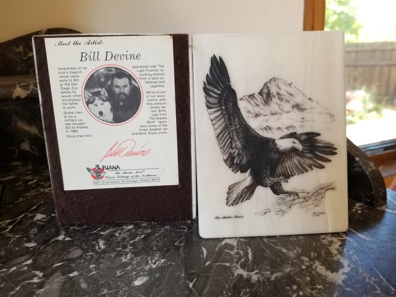 1981 Kiana Alaska Mint Marble Bookends Soaring Bald Eagle Etsy