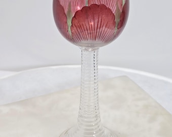 Theresienthal Bavarian Meyrs Neffe Crystal Glass Enameled Hock Wine Antique Art Nouveau Hand Blown