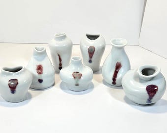 Jingdezhen Porcelain "Seven Fortunes" 7 Bud Vase Set by Lansheng Li 2005 Spin Ceramics