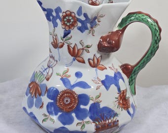 Mason's Patent Ironstone Hydra Handle Pitcher Jug 6.5" Imari Serpent Pitcher c. 1825 Amazing Condition