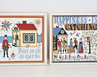 Berggren Ceramic Art Tiles Swedish Folk Art Wall Hanging Hot Plate Sold Separately