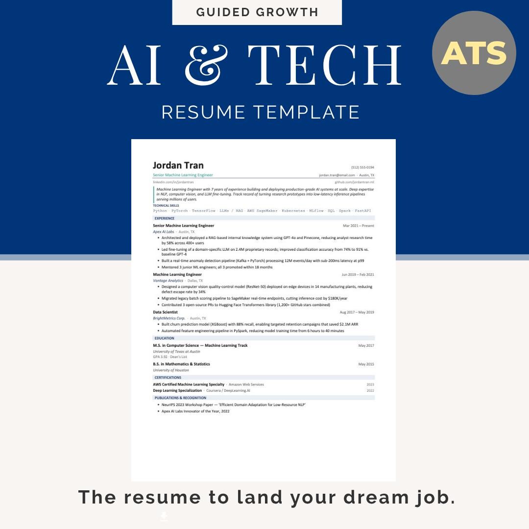 Machine Design Engineer Resume AI / Tech Resume Template Google Docs | Machine Learning Engineer ...