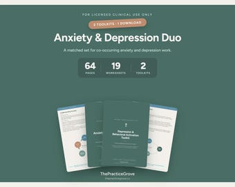 Anxiety and Depression Bundle: CBT Worksheets, Therapist Tools & Client Handouts (Printable PDF)