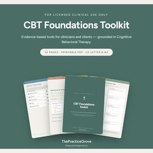 CBT Foundations Toolkit: Werkbladen voor cognitieve herstructurering, gedachtenregistratie en hulpmiddelen voor therapeuten (printbaar PDF-bestand)