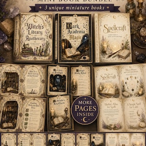 Puede incluir: Un conjunto de tres libros en miniatura Dark Academia titulados Witch's Library and Apothecary, Dark Academia Magic y Spellcraft. El set incluye ilustraciones detalladas de hierbas, velas y cristales en un total de 70 p&aacute;ginas.
