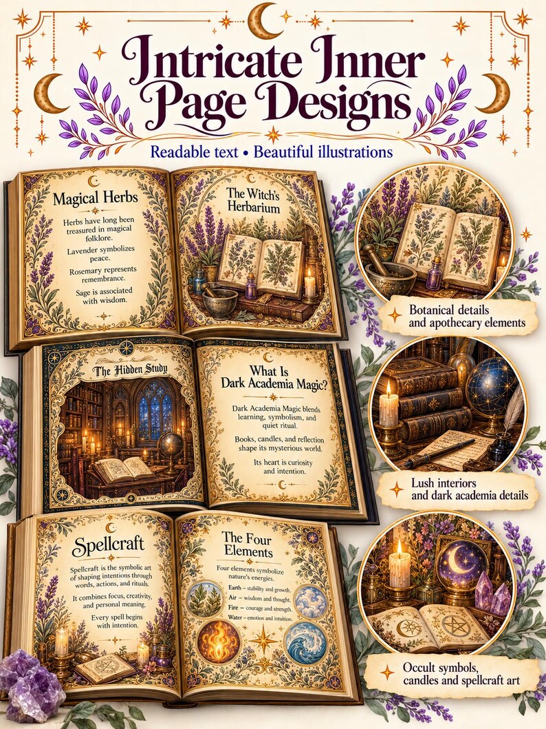 Paquete de minilibros de estilo Dark Academia en formato PDF / Escala 1/12, 1/6 y tamaño de bolsillo A4 imprimible imagen 14